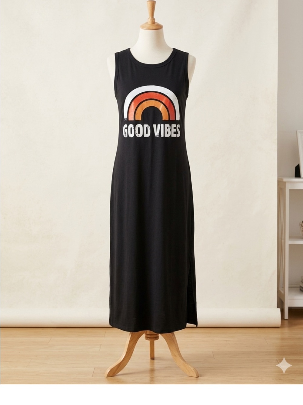 Good Vibes Black Tank Maxi Dress SMALL